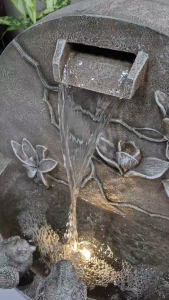 น้ำพุตั้งพื้นแต่งบ้าน รหัสMZ16424GA อ่างน้ำพุหน้าบ้านจัดสวน วางหน้าร้านบริษัทเสริมฮวงจุ้ย ของขวัญมงคลขึ้นบ้านใหม่