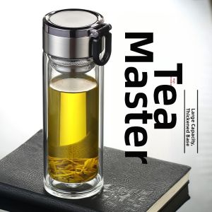 Double Layer Tea Water Separation Portable Heat-Resistant Borosilicate Glass Cup
