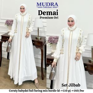Gamis Abaya Wanita Demai Premium Ori | Ceruty Babydoll Full Furing Bordir | Set Jilbab