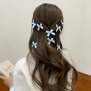 MD-C1363 Jepit Rambut Wanita Model Pita Mini Simpul Klip Poni Rambut Anak Perempuan Motif Ribbon