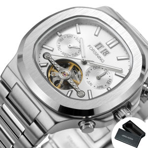 Forsining | Forsining Business Wristwatches Mechanical Watch for Men Fashion Moon Phase Tourbillon Automatic Watches Stainless Steel Strap