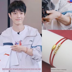 Xiao Zhan Style Double Layer New Arrival Red Rope Bracelet Endorsement Peripheral Dorje Knot Zodiac Year of Birth Accessories Female Carrying Strap Lucky Beads