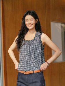 Semir | Sweet Playful Short Sleeve Ears Wooden Gingham Shirt