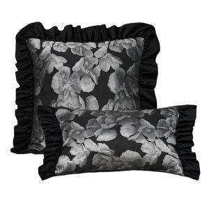 BUYNOW Black Dutch Velvet Colorful Hemp Jacquard Print Pillowcase Vintage Pastoral Lace Sofa Cushion Cover Home Bedroom Decor