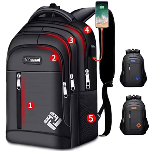 Large Capacity Waterproof Laptop Backpack Spacious Compartment USB Charging Port Fits Laptop Travel Gear Business&Travel Bag