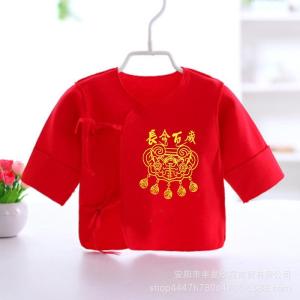 เสื้อชั้นในเด็ก ผ้าฝ้ายแท้ สีแดง เสื้อคลุมครึ่งหลัง สำหรับเด็กเกิดในช่วงฤดูใบไม้ร่วง เสื้อผ้าเด็กแรกเกิด เสื้อผ้าเด็กฤดูใบไม้ผลิ
