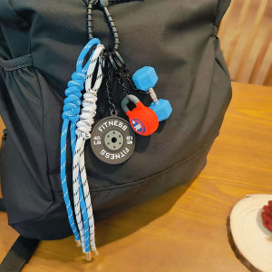 Mini Barbell Plates Key Chain Rectangular Buckle Water Cup Simulation Dumbbells Keyring Creative Bag Charm Accessory