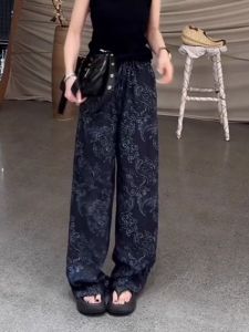 Quần Ống Rộng Thoải Mái Cho Nữ Mùa Hè 2025 Quần Dài Ống Đứng Cạp Cao Có Túi Quần Dài Thoải Mái Cho Nữ