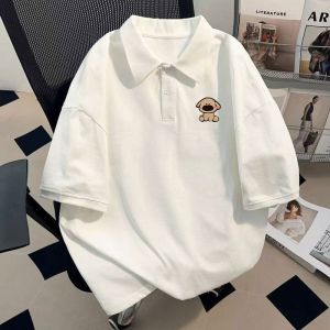 SUOSHE | Large Size Dog Print Cotton Polo Shirt