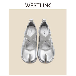 Silver Cross-Toe Flat Summer Mary Jane Ballet Flats