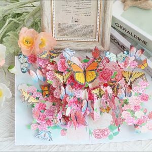 Pop Up Birthday Cards For Women&Wife Beautiful Flowers and Monarch Butterfly Elegant Floral 3D Happy Birthday Greeting Cards