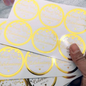 60PCS golden thank you stickers 2 inch Thank You For Celebrating With Us Stickers Round Circle Favor Gift Labels Stickers