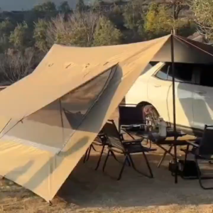 Orzee 3x5m Car Side Awning Tent Black Coating Tarp Flysheet Camping Waterproof Car Tent with Window UPF 50+ Protection 210D Oxford Fabric