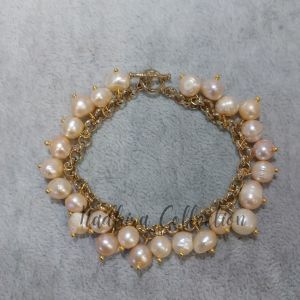 Gelang Rantai+Mutiara Air Tawar Asli