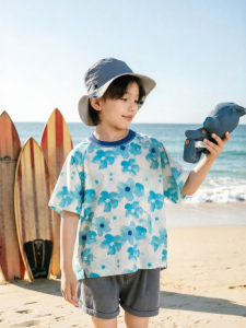 Floral Print Gradient T-Shirt Breathable Colorfast