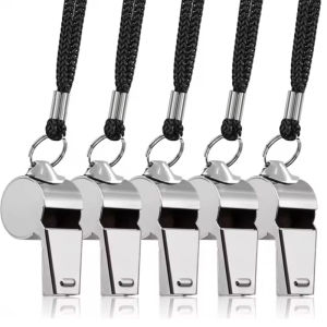 1/2/3pcs Stainless Steel Whistles Referee Sport Rugby Metal Rope Party Training Soccer Football Basketball Cheerleading Tool