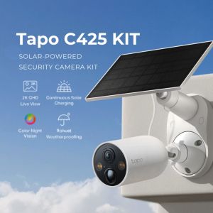 TP-Link Official Store | Tapo C425 Kit | 2K QHD Live View Solar-Powered Outdoor WiFi IP Security Cctv Sale Camera Connect to Cellphone with Mic and Speaker