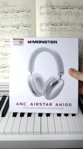 Monster | Monster AH100 -45dB ANC Headphone Bluetooth 6.0 Active Noise Cancelling Earphones Hifi Stereo Wire/Wireless Over-Ear Headset
