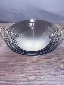 VK 30-50cm Large-Capacity Stainless Steel Wok Non-Stick Frying Pan For Gas Stoves Family And Hotel Restaurant Frying Pan
