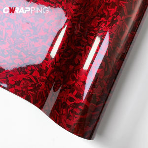 Car Body Film Glossy Carbon Fiber Film Forged Carbon Fiber Vinyl Wrap Air-release Red Self Adhesive Stickers Car Accessories
