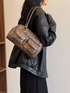 NIkyLundun กระเป๋าแฟชั่นใหม่อินเทรนด์ผู้หญิงฤดูใบไม้ร่วงและฤดูหนาวสไตล์ตะวันตก Tote กระเป๋ารักแร้กระเป๋าสะพายไหล่สไตล์เกาหลีกระเป๋าโบว์ลิ่งผู้หญิง