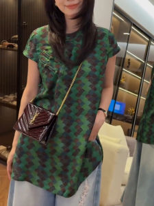 Shalldoer | เสื้อเชิ้ตแขนสั้นผู้หญิงสไตล์จีนใหม่ ทรงหลวม สไตล์ฤดูร้อน ลายสก็อต ปักลาย ทรงหลวม สวมใส่สบาย