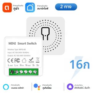 Tuya 16A MINI Wifi สวิทช์ DIY 2 ทิศทางรีโมทคอนโทรลรีเลย์ตั้งเวลารีเลย์อัตโนมัติสําหรับ Smart Life ทํางานร่วมกับ Alexa Google Home Alice