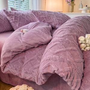 Winter Thickened Double-Sided Milk Velvet Bedding Set Coral Fleece Bedding Cover Duvet Cover Bed Sheet Single Three-Piece Set