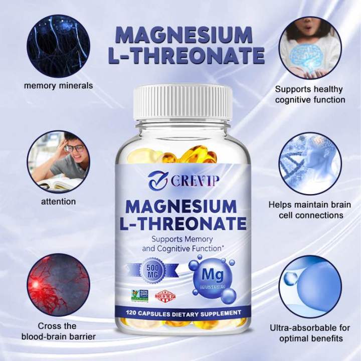 Magnesium L-Threonate 500Mg(60Cps)-เพื่อสุขภาพสมอง เพิ่มเซลล์สมอง ลด ...