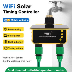 New 1/2 Outlets Solar Irrigation Timer Smart APP Control Automatic Irrigation System Outdoor Water Timer Garden Watering Tool  ﻿