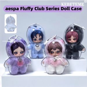 KEBETEME 3PCS aespa Fluffy Club Series Plush Doll HD Clear Case Dust-proof Protective Case Acrylic Storage Box Doll Pendant Accessories (NO DOLL)