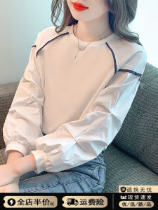 White Long Sleeve round Neck T-Shirt Base Shirt Womens Spring Autumn Winter New Style European Fashion Top Ladies Premium Quality