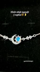 Lắc tay bạc nữ mặt trăng ôm mặt trời có dây chờ tuỳ chỉnh kích thước cổ tay - Shop bạc Nhật Duy