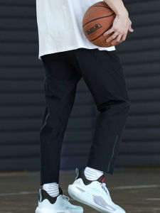 American Basketball Sport Pants Men Summer Running Training Loose Quick Dry Lightweight Breathable Straight Leg Zipper Long Pants Sweatpants
