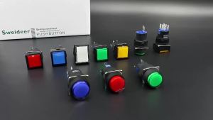 Button LA16 Self Locking Reset Miniature Circle Square Power Supply 16mm Silver Contact Push Button Switch Without light