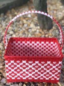 กระเช้าไปวัดแบบกลม ลายดอก ขนาด9“