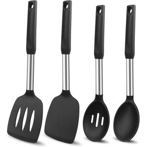 1 PCS Silicone Kitchen Cookware Spatula Colander Cooking Utensils Stainless Steel Leaky Spatula Non-Stick Cookware Kitchen Tools