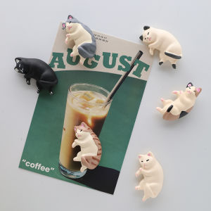 แม่เหล็กติดตู้เย็นรูปแมวนอนน่ารัก 6 ชิ้น ทำจากเรซิ่น เหมาะสำหรับตกแต่งตู้เย็น งานฝีมือ และตกแต่งบ้าน