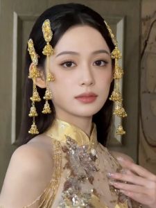 Retro Gold Heavy Tassel Hair Clip Elegant Bride Hanfu Hair Accessories Ethnic Style Luxury Side Clip Fashionable Hair Decorations