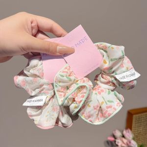 Cute Small Floral Scrunchie Soft Retro Vintage Hair Tie Elegant Gentle Aesthetic Hair Accessory Trendy Korean Style Hair Band Sweet Girly Hair Decoration Comfortable Daily Hair Styling Tools Versatile Casual Hair Ornament for Women and Girls