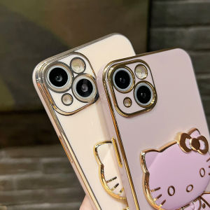 CHENYYKA Casing Ponsel untuk OPPO Reno 8 5G Reno 7 4G F21 Pro F21s Pro Reno 8T 5G A1 Pro 5G Case sandaran ponsel Hello Kitty desain baru HP kamera Casing lipat Plating Kesing