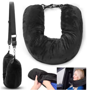 Travel Neck Pillow With Fillable Clothing U-Shaped Pillowcase Extra Storage Bag Velvet Neck Pillow Cover For Airplane Travel
