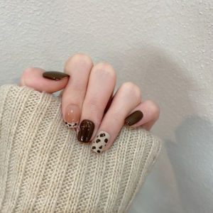 Nhựa Móng Tay Họa Tiết Da Báo Vẽ Tay Thủ Công Móng Trang Trí Mắt Mèo Móng Đeo Tay Màu Merah Mùa Thu Đông Trang Trí Móng Tay