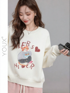 YOUXIANG | Áo Hoodie In Hình Mèo Thời Trang Cho Nữ