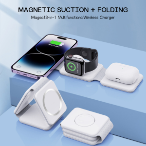 3 in 1 Magnetic Wireless Charger Stand | 15W Fast Charging Foldable for iPhone 15 14 13 12 11 Apple Watch AirPods⚡PH deliveryIn stock⚡