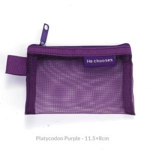 N$ Small Portable Travel Square Solid Color Nylon Mesh Coin Bag Lipstick Key Earphone ID Credit Card Storage Pouch Organizer