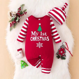 LEMON Childrens Christmas Clothes Babys Christmas Printing Set Childrens Christmas Two-piece onesie
