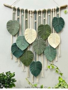 Hiasan dinding macrame daun leaf wall hanging