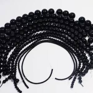 1 Strip 2/4/6/8/10/12/14mm Black Agate Stone Beads Onyx Natural Stone Beads For Jewelry Making DIY Necklace Bracelet Accessories