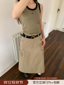 Color Block Letter Embroidery Wide Edge Small Vest Womens Summer Slim Fit Sleeveless Top Fashionable Contrast Detailing